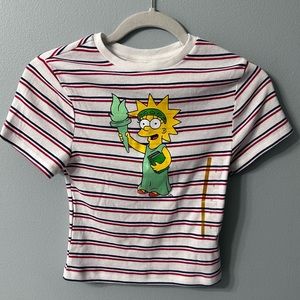 NWT Simpsons TShirt Kids Size Small Lisa Simpson Pinstripes Short Sleeve